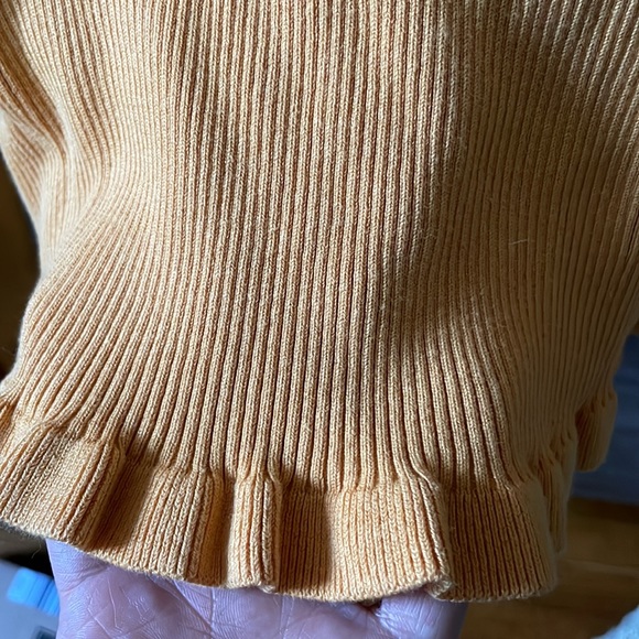 Lush Yellow Ribbed Ruffled Tie Back Sweater - Picture 6 of 7